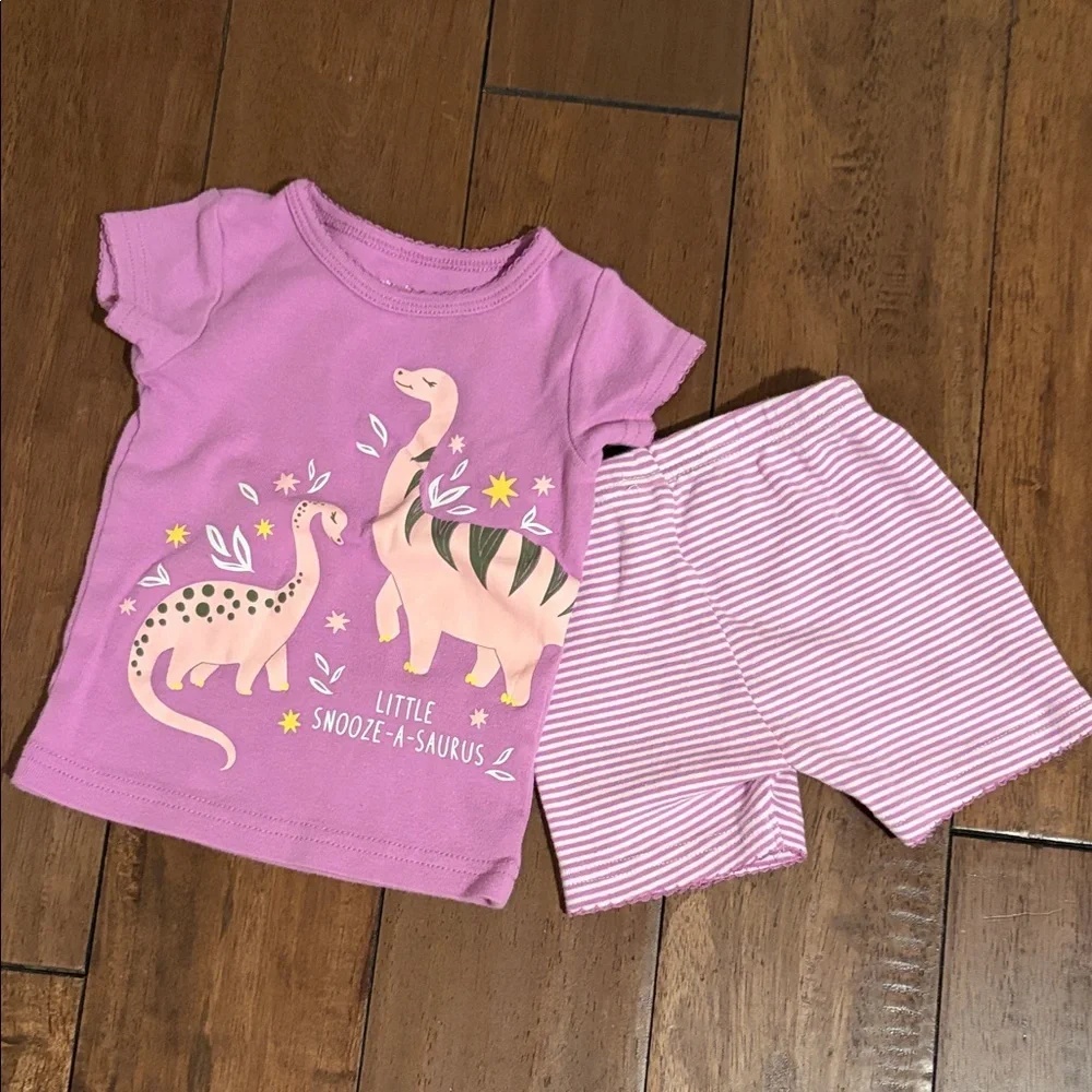 Carter's Dino Pajama Set - Pink and White